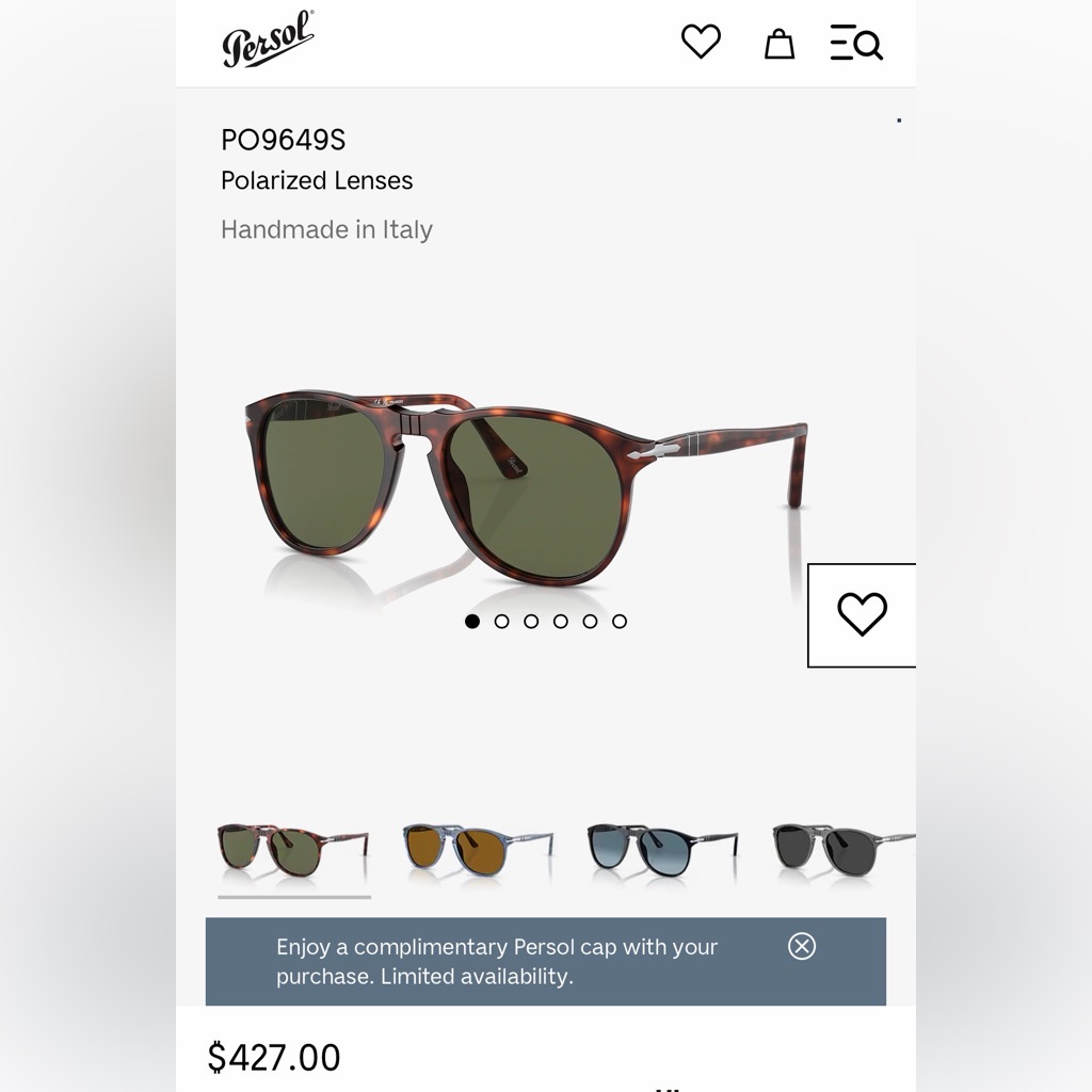Persol Po9649s Polarized Sunglasses With Case & Cloth